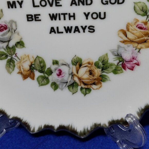 My Love and God Be With You Wall Hanging Plate 1960's Wall Decor Granny Core - Picture 6 of 10